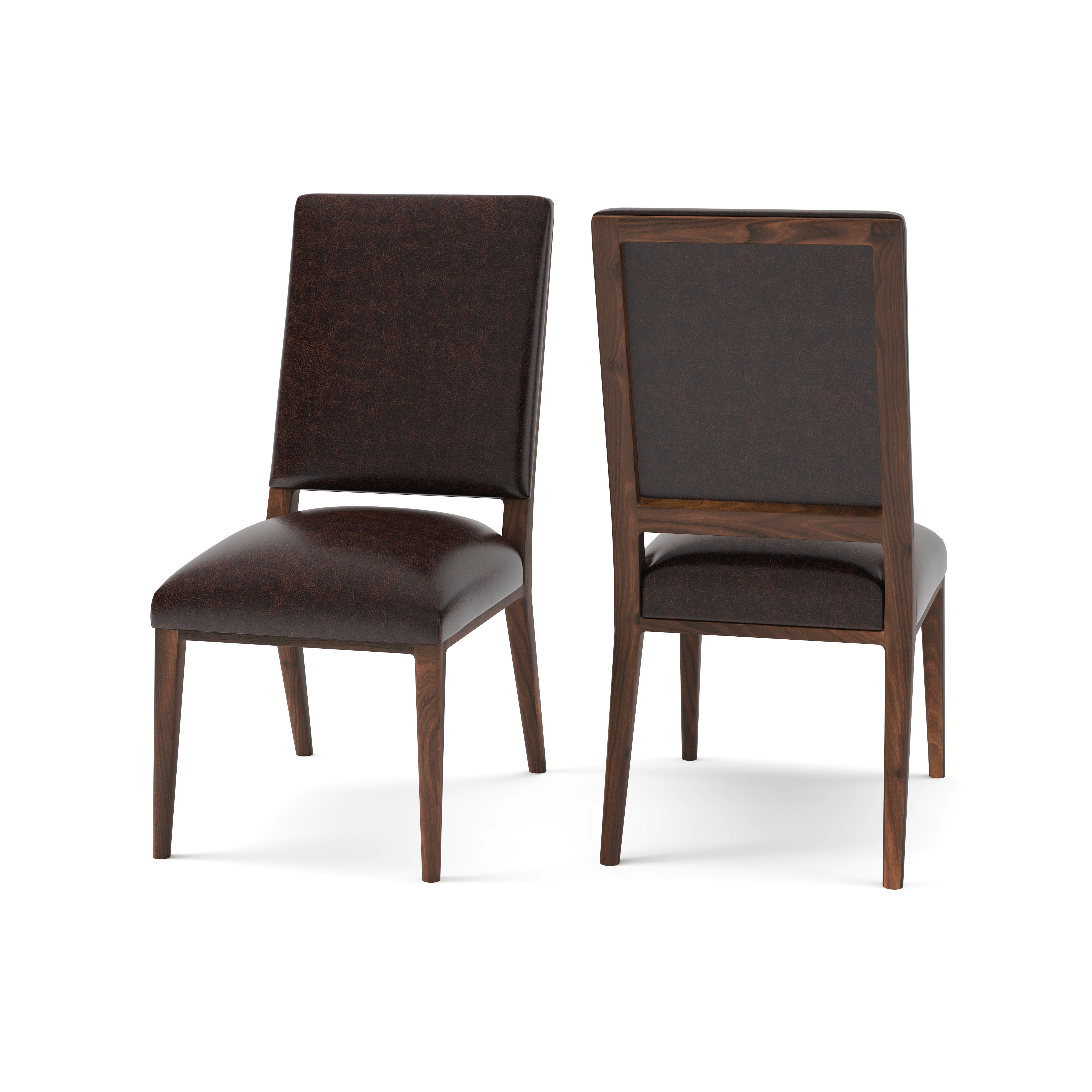 Willis Deconstructed Top Grain Leather Dining Chair - Tobacco + Natural & Black