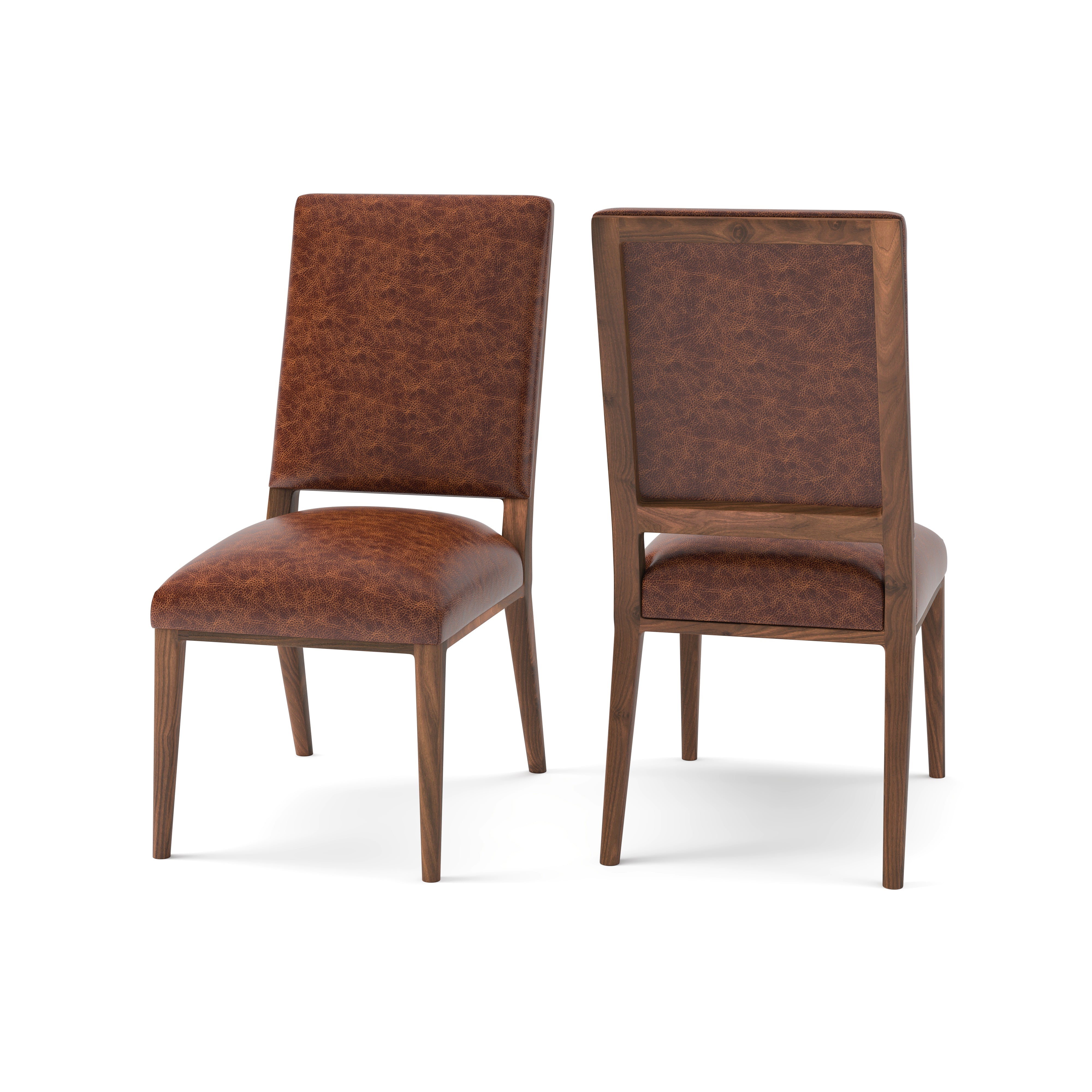 Willis Deconstructed Top Grain Leather Dining Chair - Whiskey + Natural & Smoke