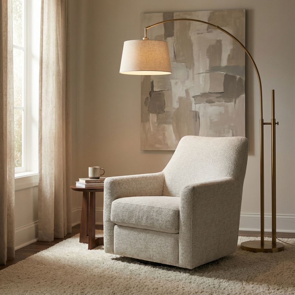 Willow 34" Quick Ship Swivel Glider Chair - Crypton Natural Linen