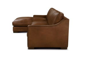 Leonardo Luxe 137" Top Grain Leather Sofa + LAF Chaise - Daytona Antique