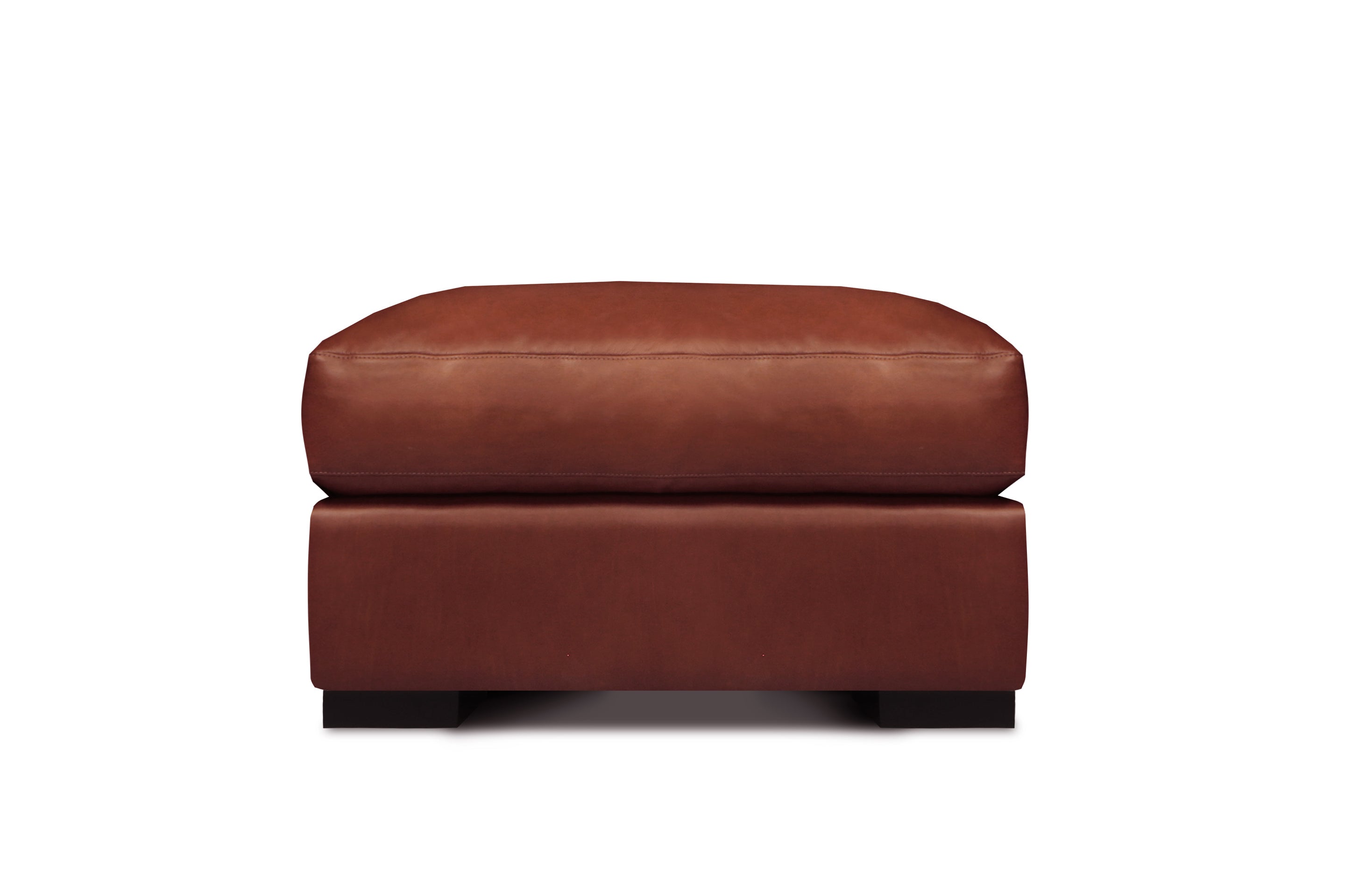 Mason 26" Top Grain Leather Ottoman - Soleil Ember