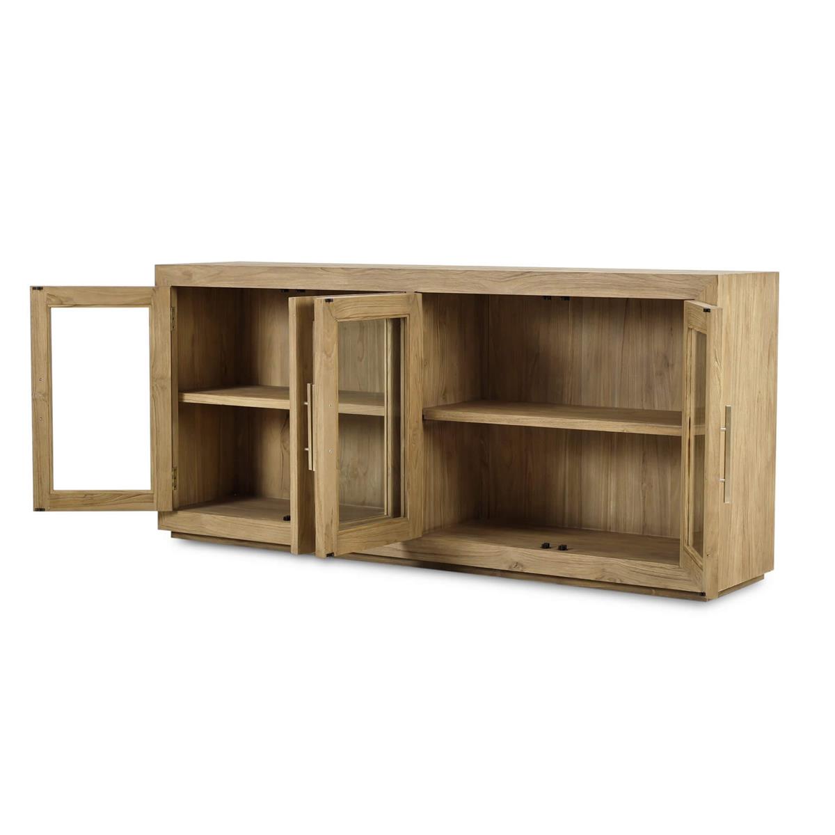 Soren 79" Teak 4 Glass Door Sideboard - Natural