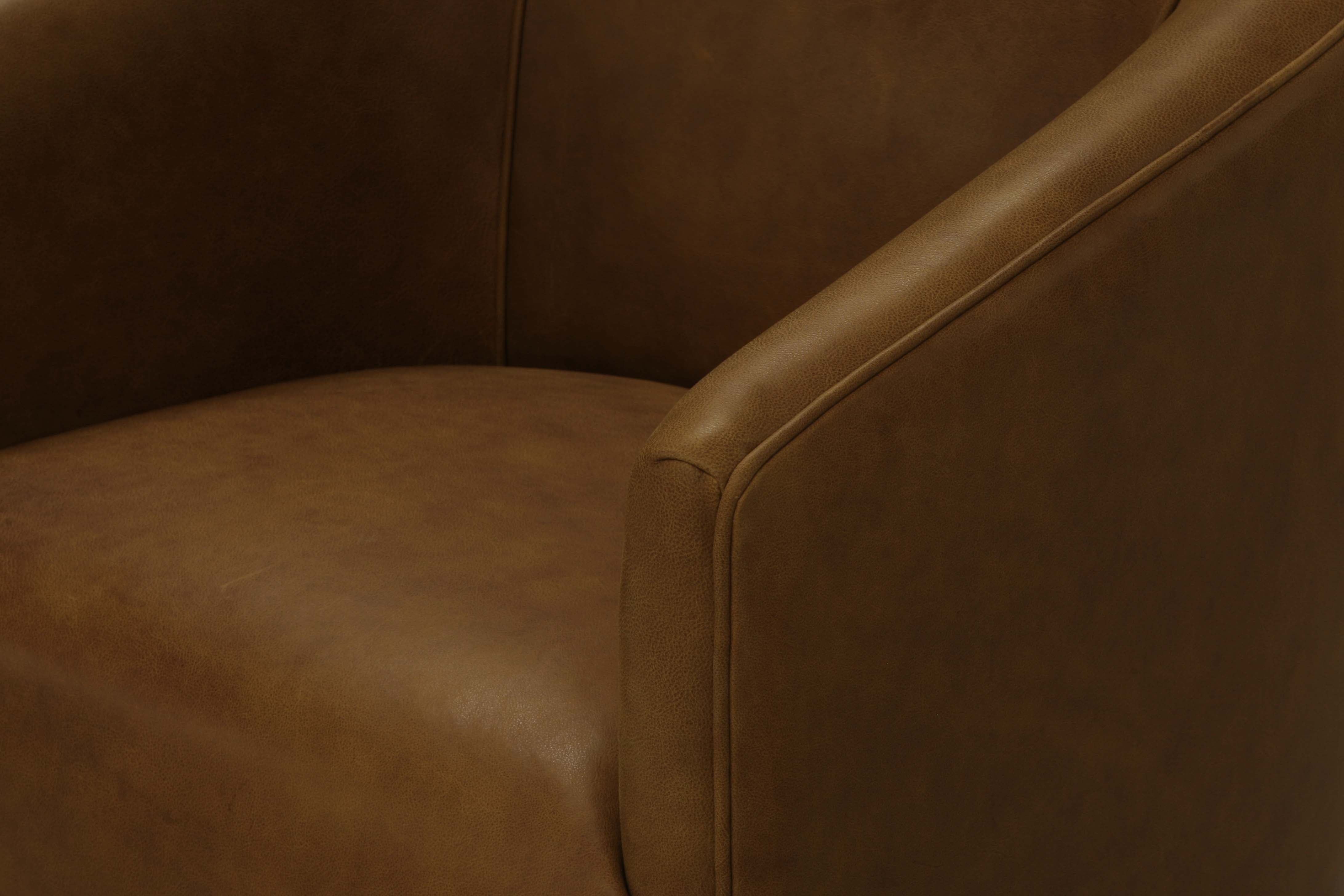 Korrie 30" Top Grain Leather Swivel Chair - Napa Maple