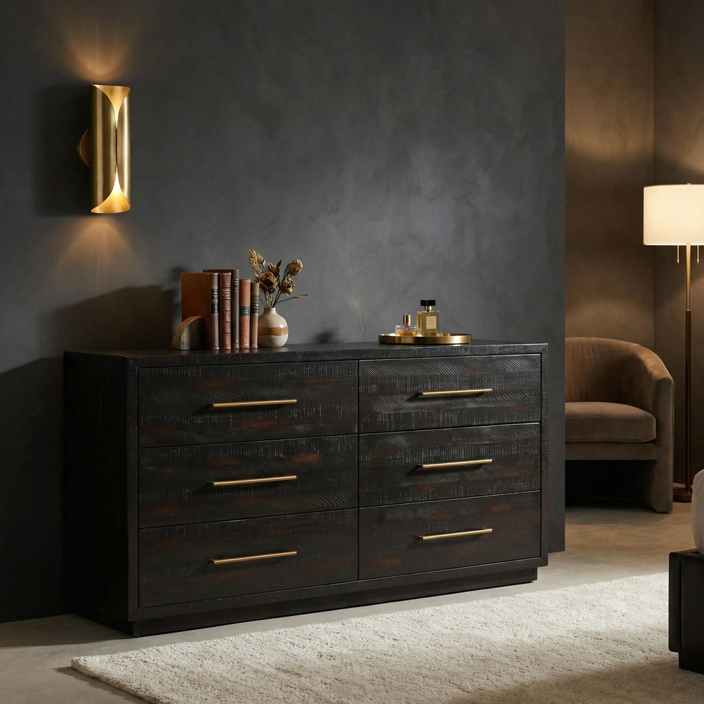 Yasmin 60" 6 Drawer Dresser - Burnish Black