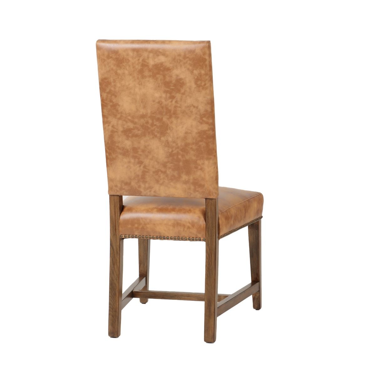 Dominic Top Grain Leather Dining Chair - Natural Saddle + Earth