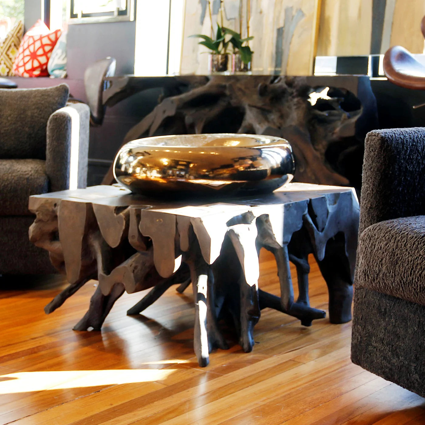 Mannie 32" Teak Root Coffee Table - Driftwood