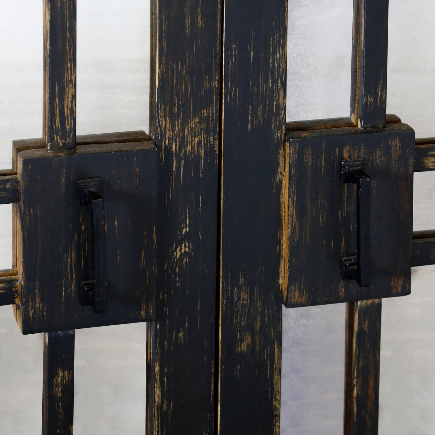 Malone 80" 4 Door Antique Mirror Sideboard - Matte Black