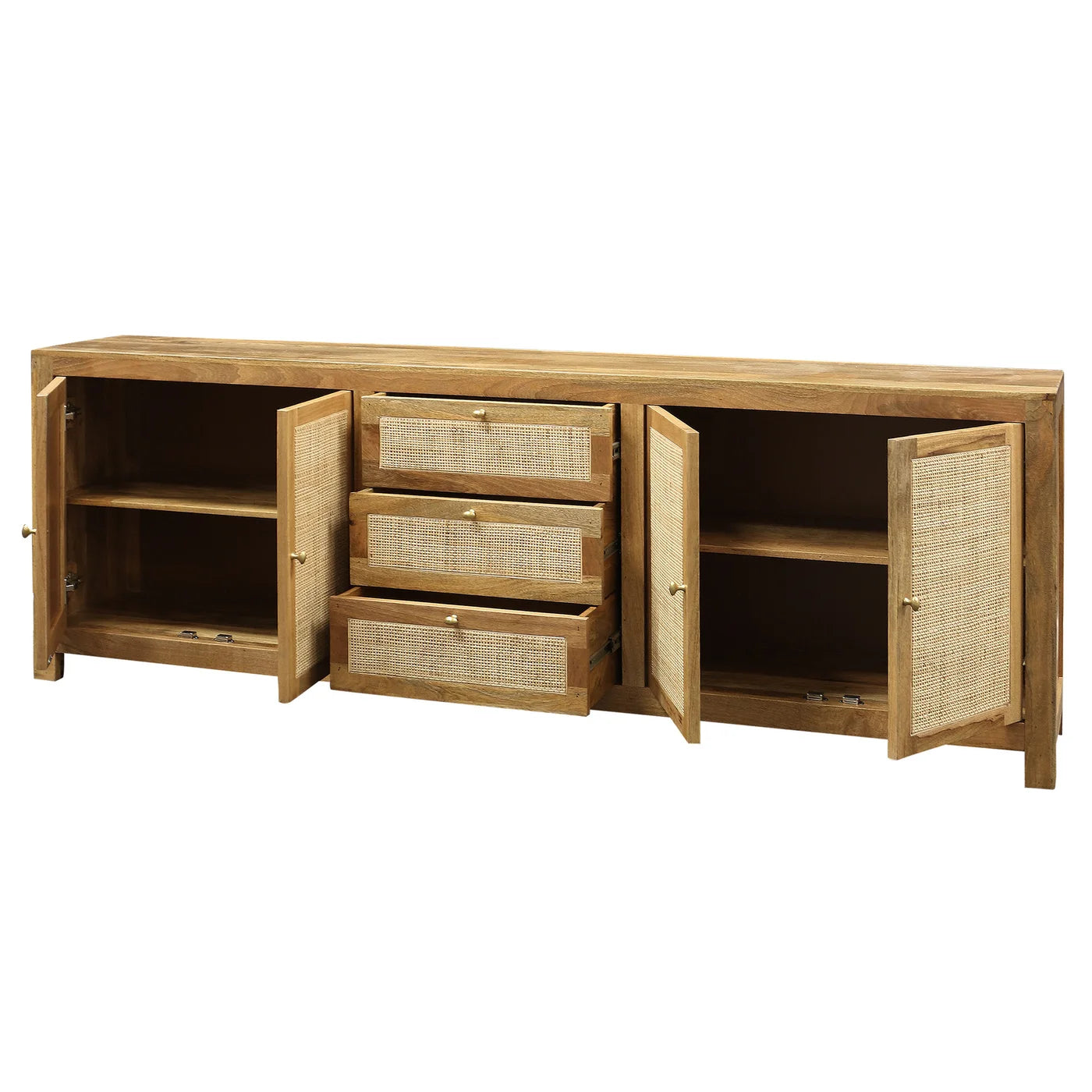 Rio 96" 4 Door 3 Drawer Sideboard - Natural + Cane