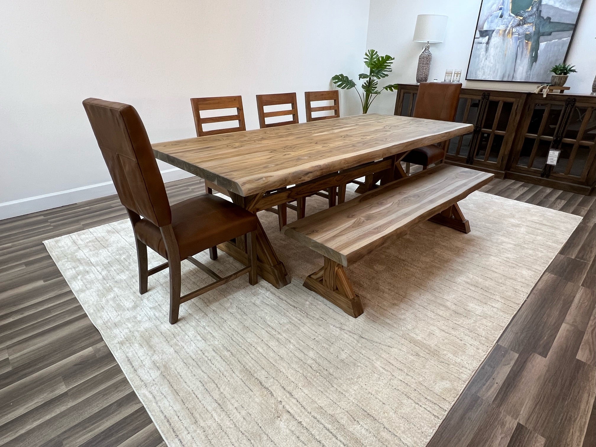 Bartholomew 96" Teak Live Edge Dining Table - Natural