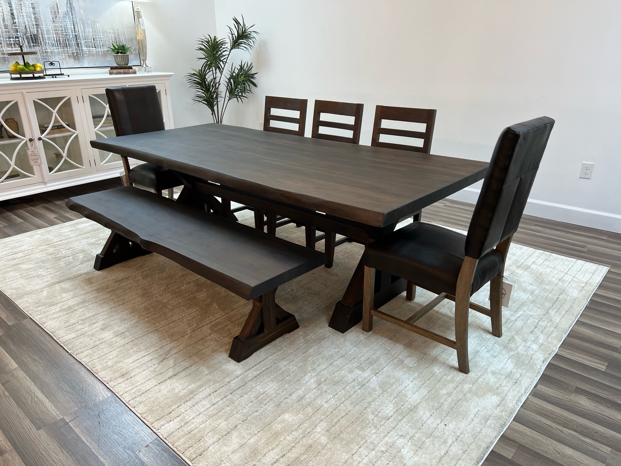 Bartholomew 96" Teak Live Edge Dining Table - Natural + Black
