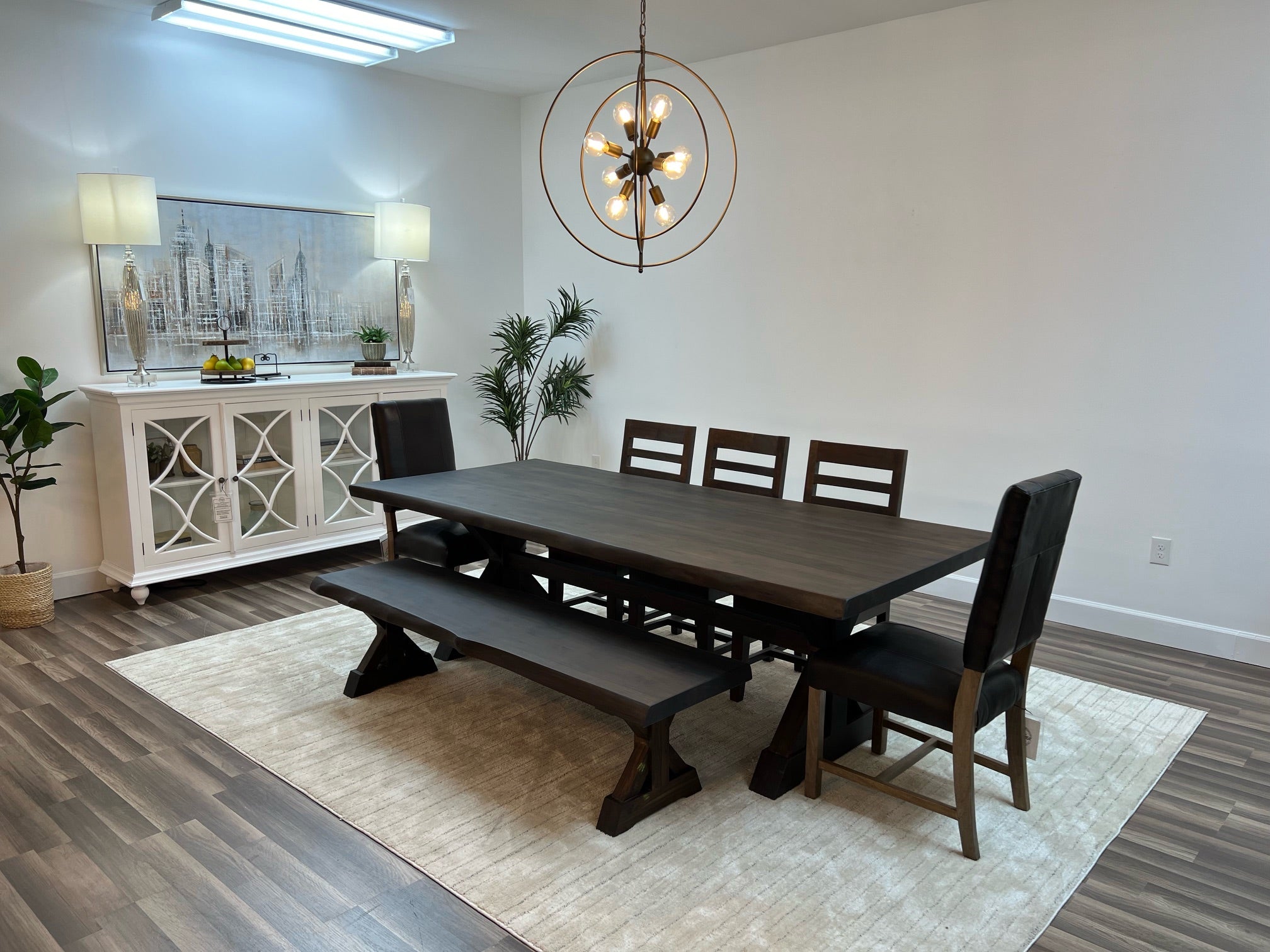 Bartholomew 96" Teak Live Edge Dining Table - Natural + Black