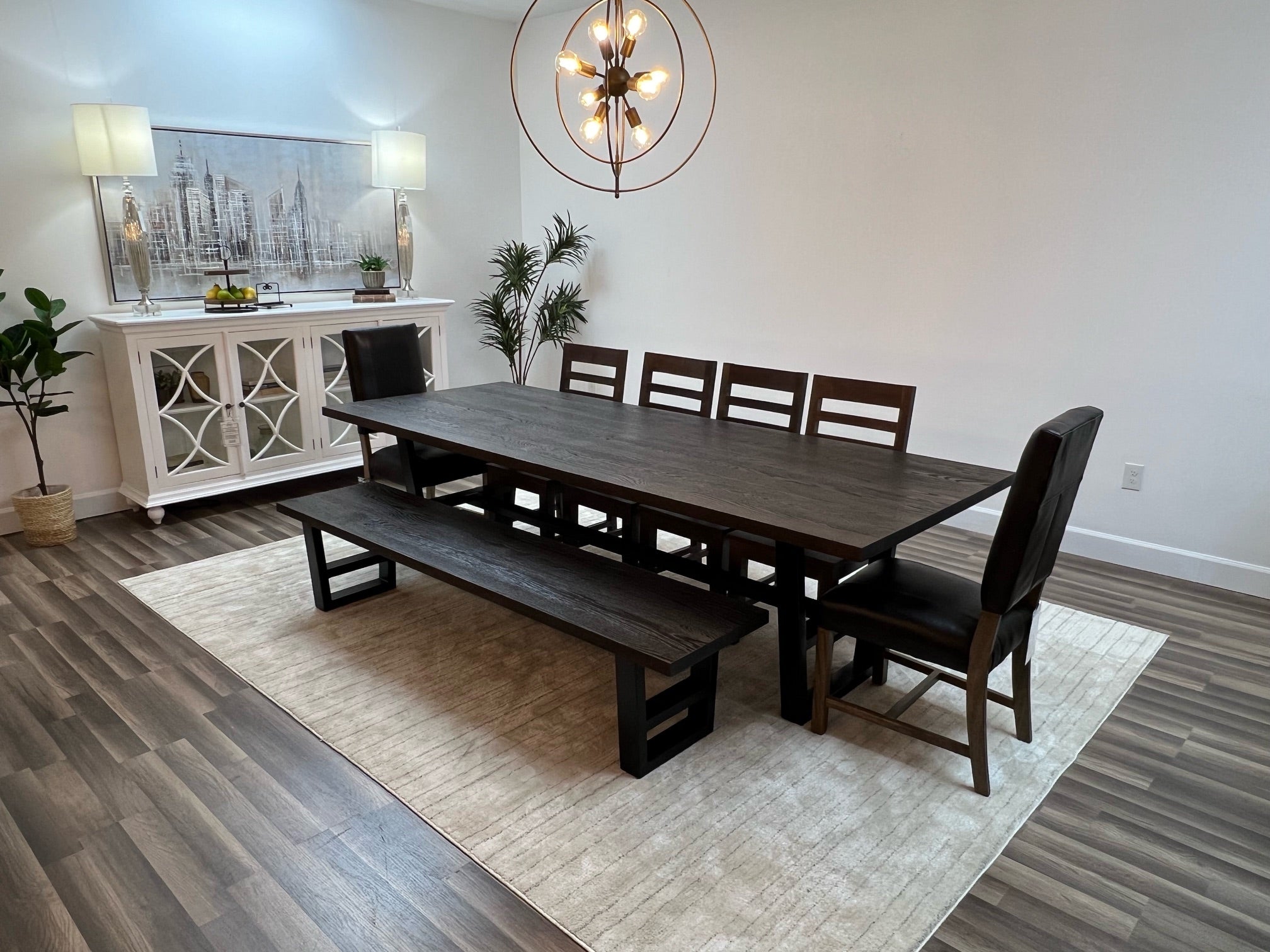 Wallace 108" Oak Dining Table - Sandblasted Black