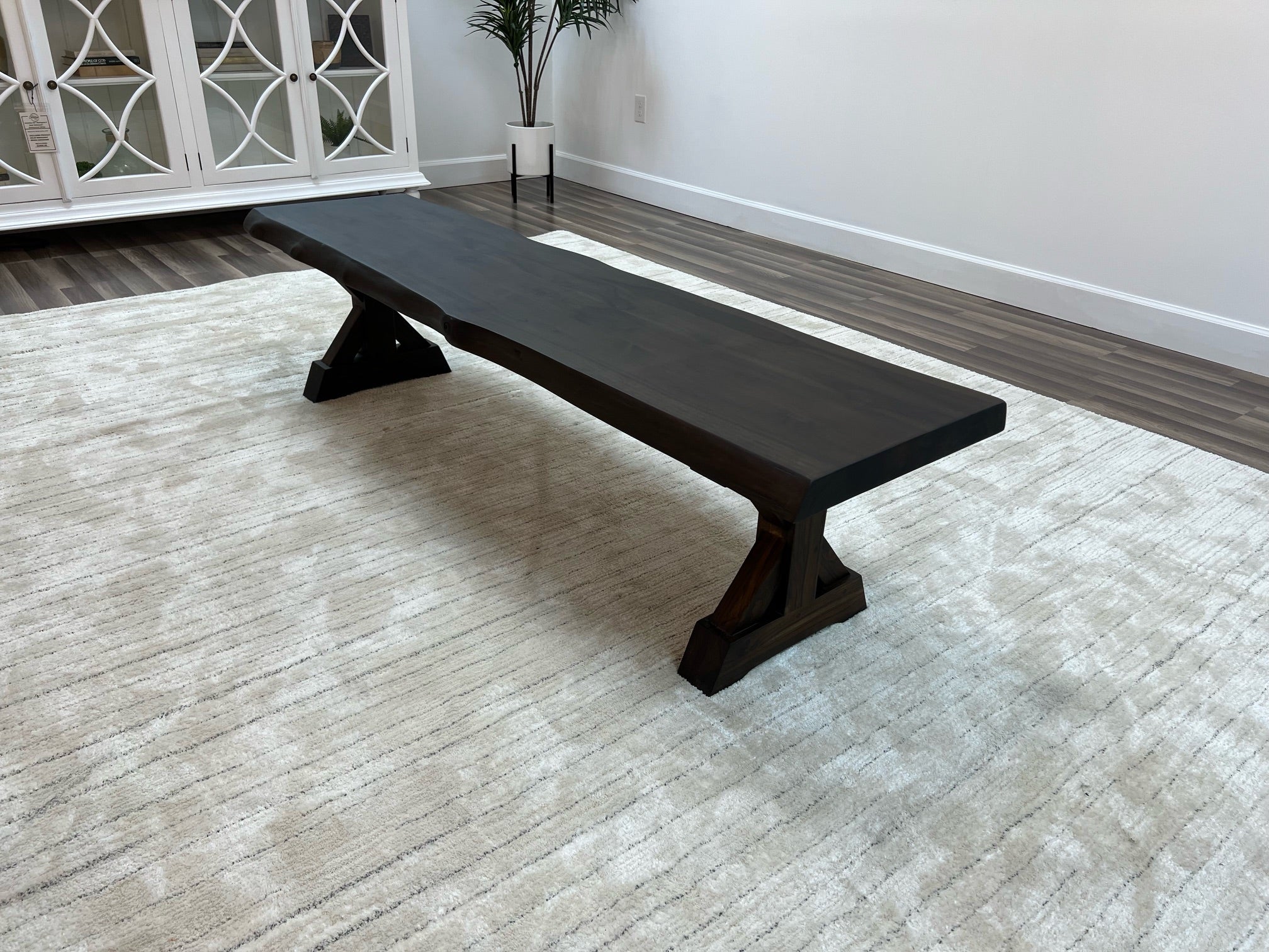 Bartholomew Teak Live Edge Dining Bench - Natural + Black