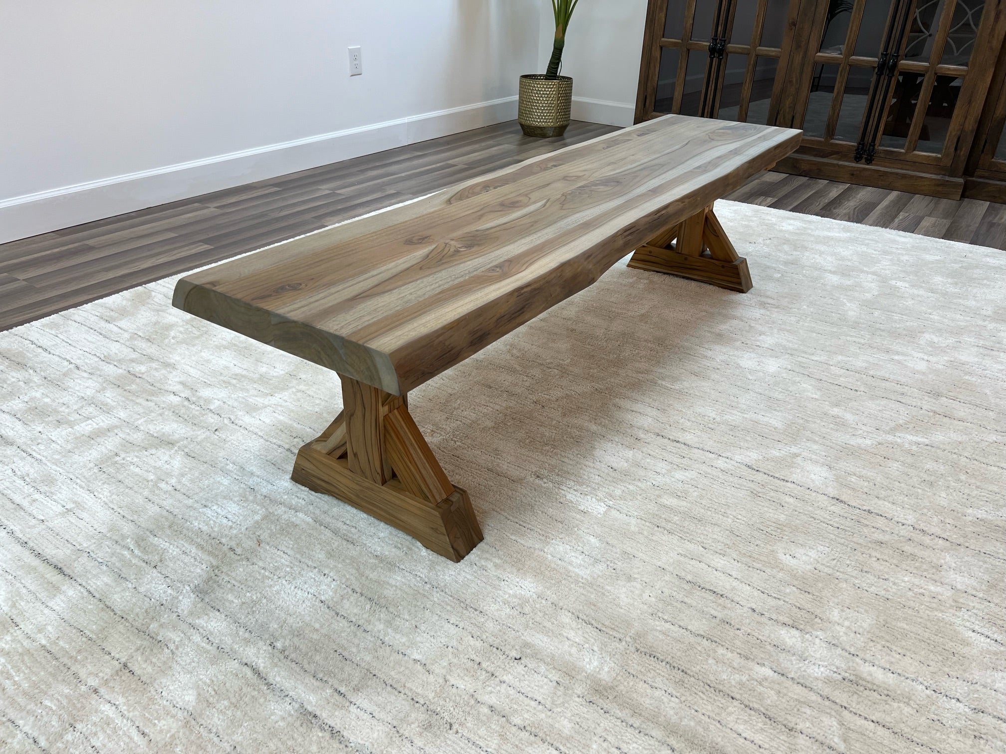 Bartholomew Teak Live Edge Dining Bench - Natural