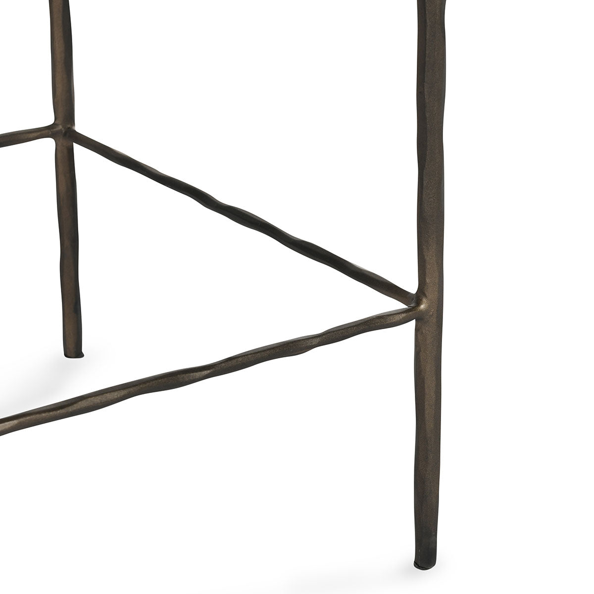 Bodica Top Grain Leather & Hammered Iron Counter Stool - Saddle + Dark Bronze