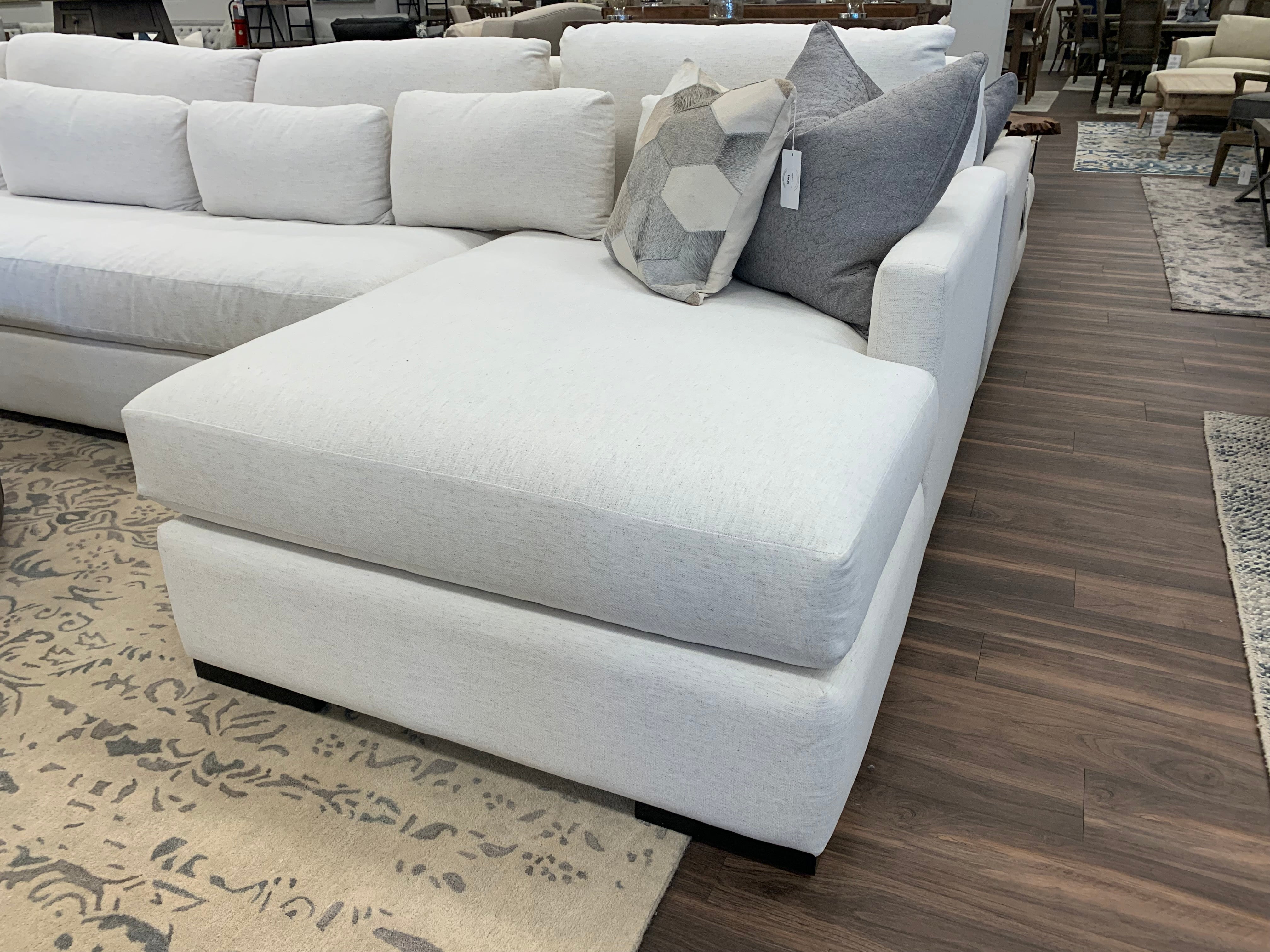 Glenda 170" x 104" Quick Ship Sectional w/ Right Arm Facing Chaise - Crypton Natural Linen - Classic Carolina Home