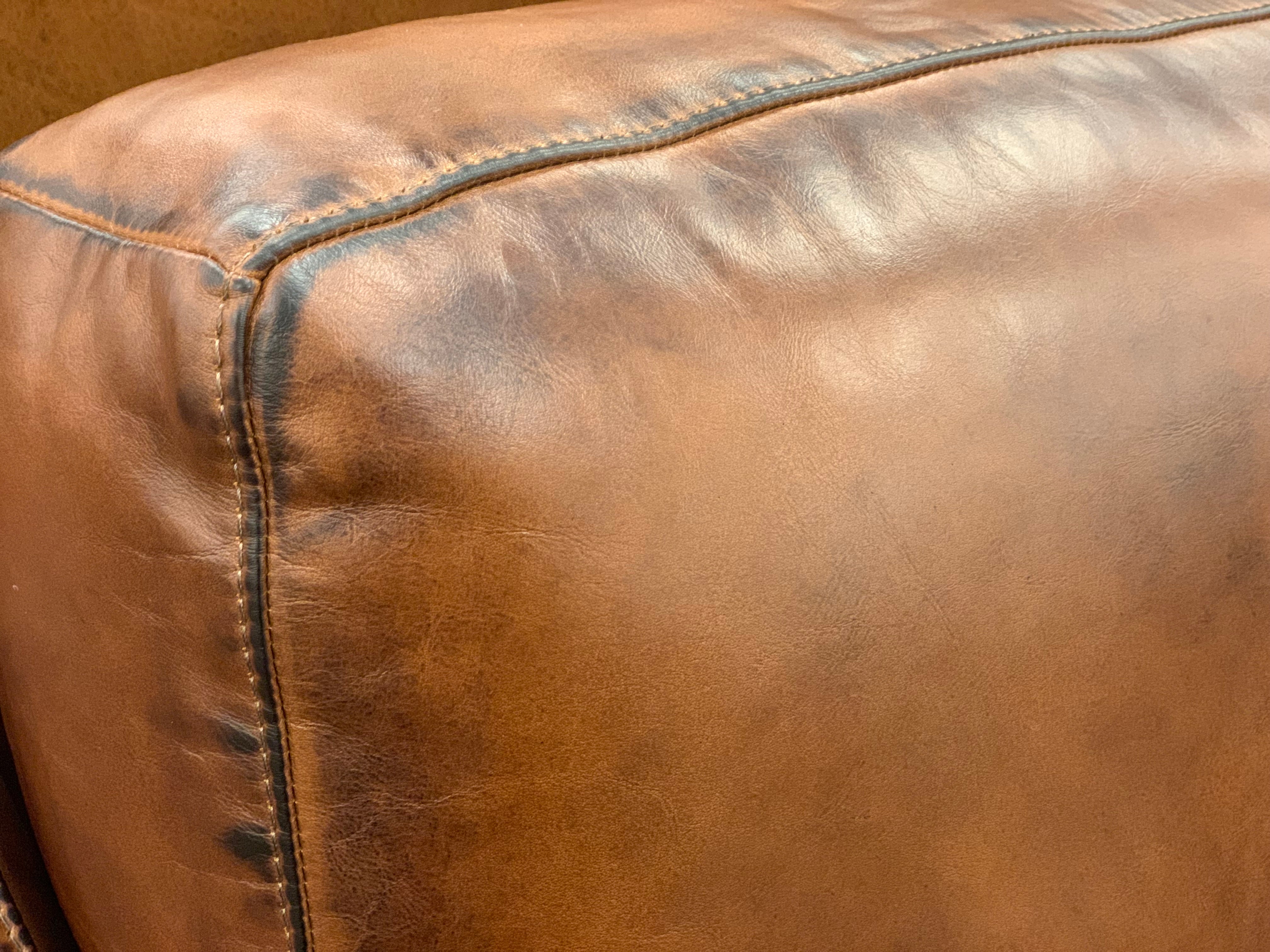 Leonardo Luxe 96" Top Grain Leather 2 Cushion Sofa - Daytona Antique