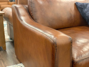 Leonardo Luxe 96" Top Grain Leather 2 Cushion Sofa - Daytona Antique