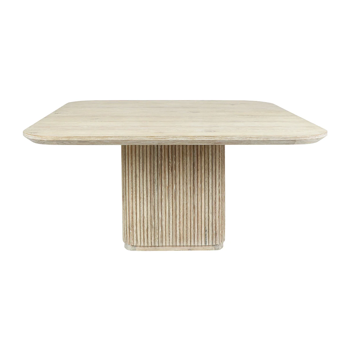 Selena 60" Square Fluted Dining Table - White Oak