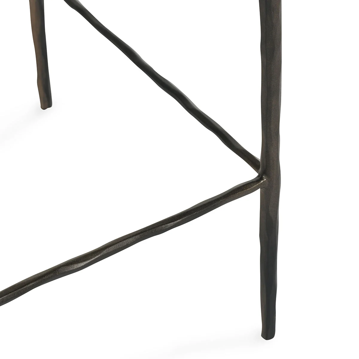 Bodica Leather 26" Counter Stool - Onyx Black + Hammered Bronze
