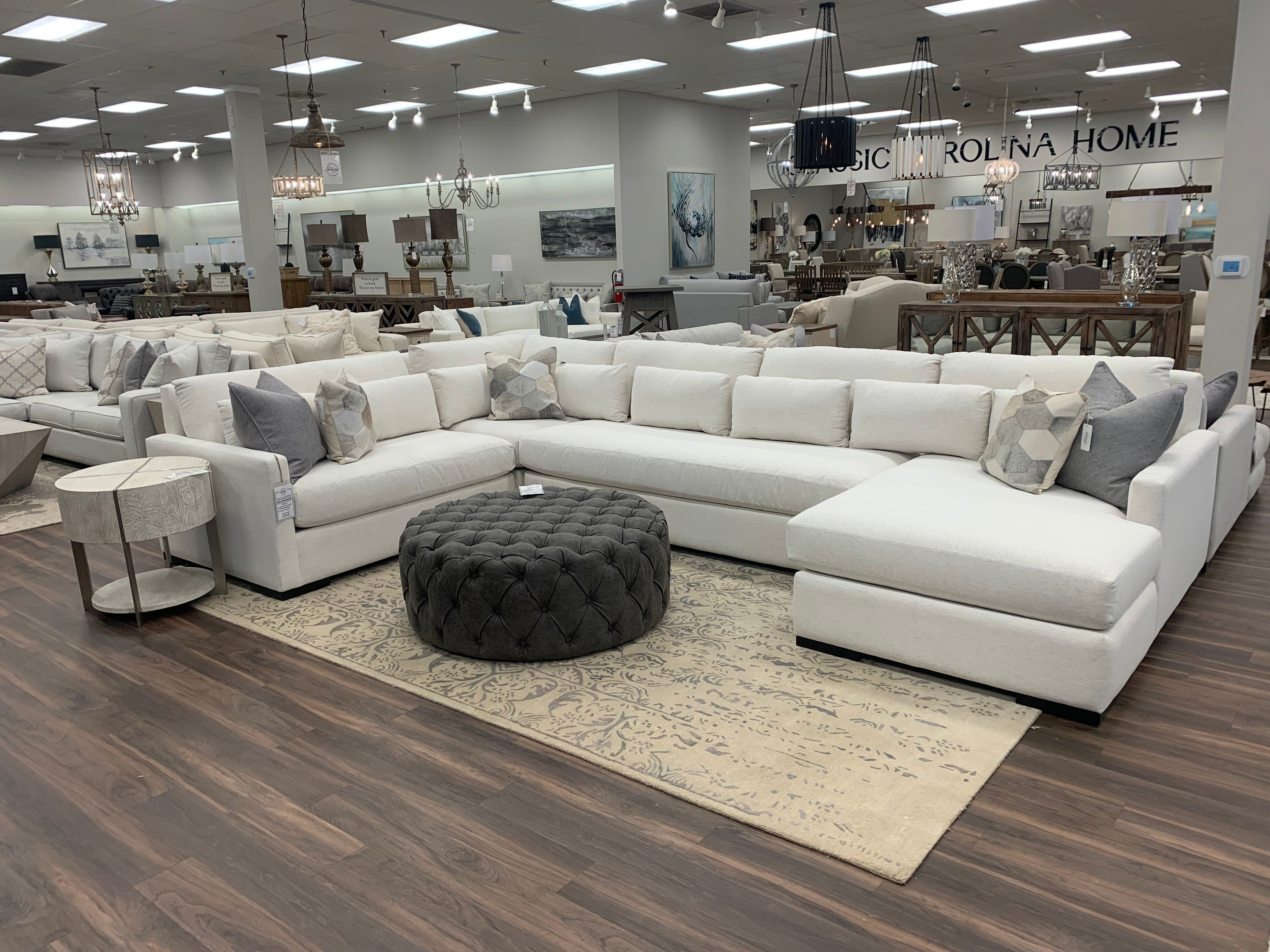 Glenda 170" x 104" Quick Ship Sectional w/ Right Arm Facing Chaise - Crypton Natural Linen - Classic Carolina Home