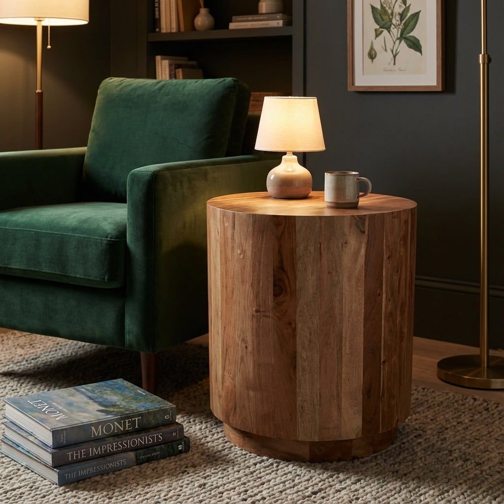 Malcolm Acacia 20" Round End Table - Natural