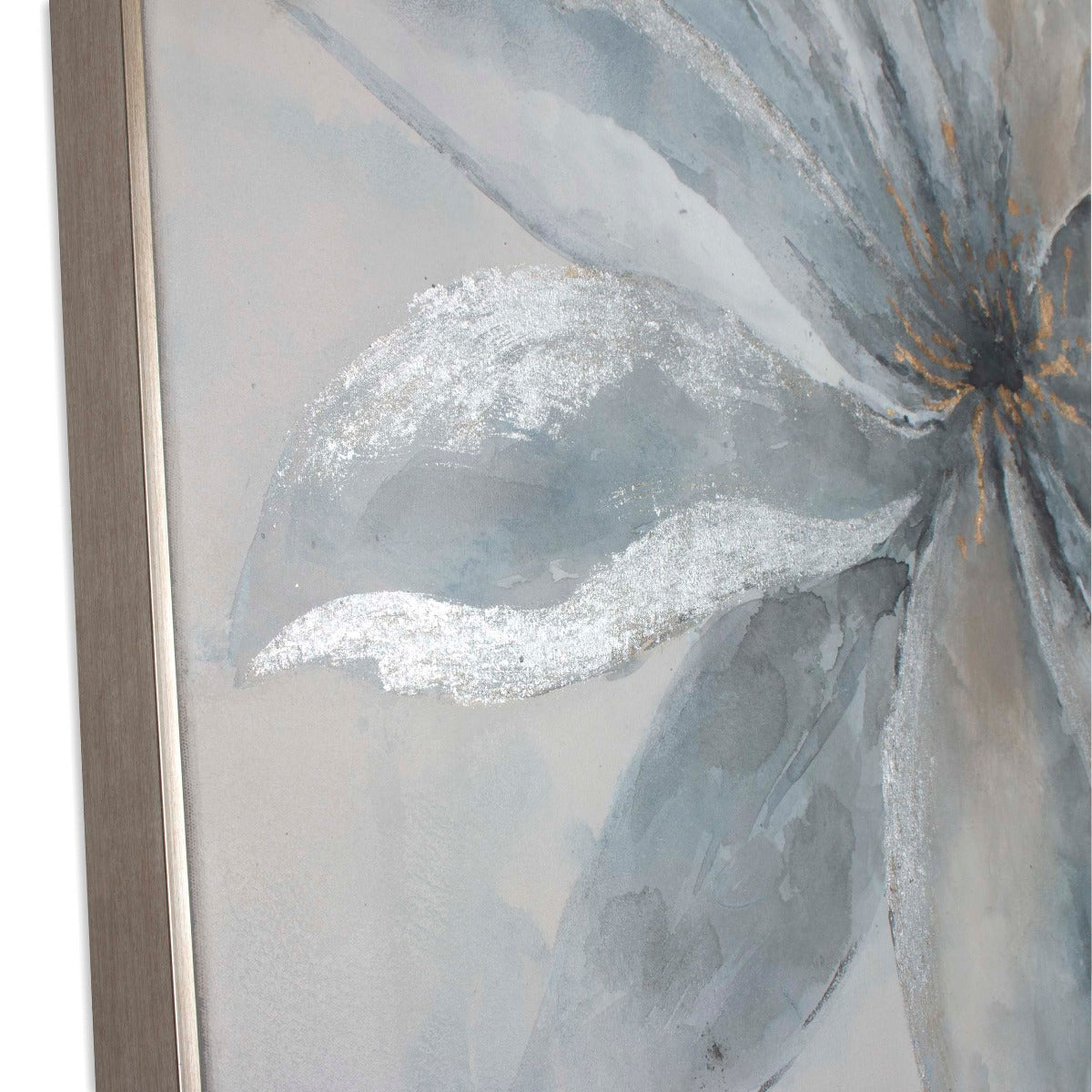 Silver Bloom 50" Hand Painted Framed Canvas Art - Classic Carolina Home