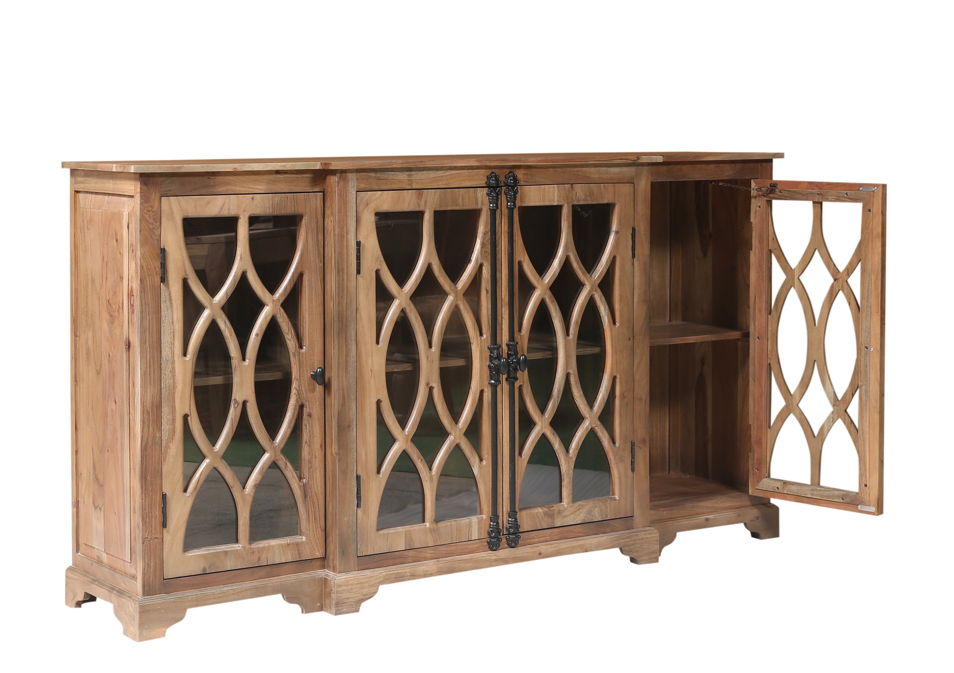 Clarissa 72" Acacia 4 Door Breakfront Sideboard - Natural