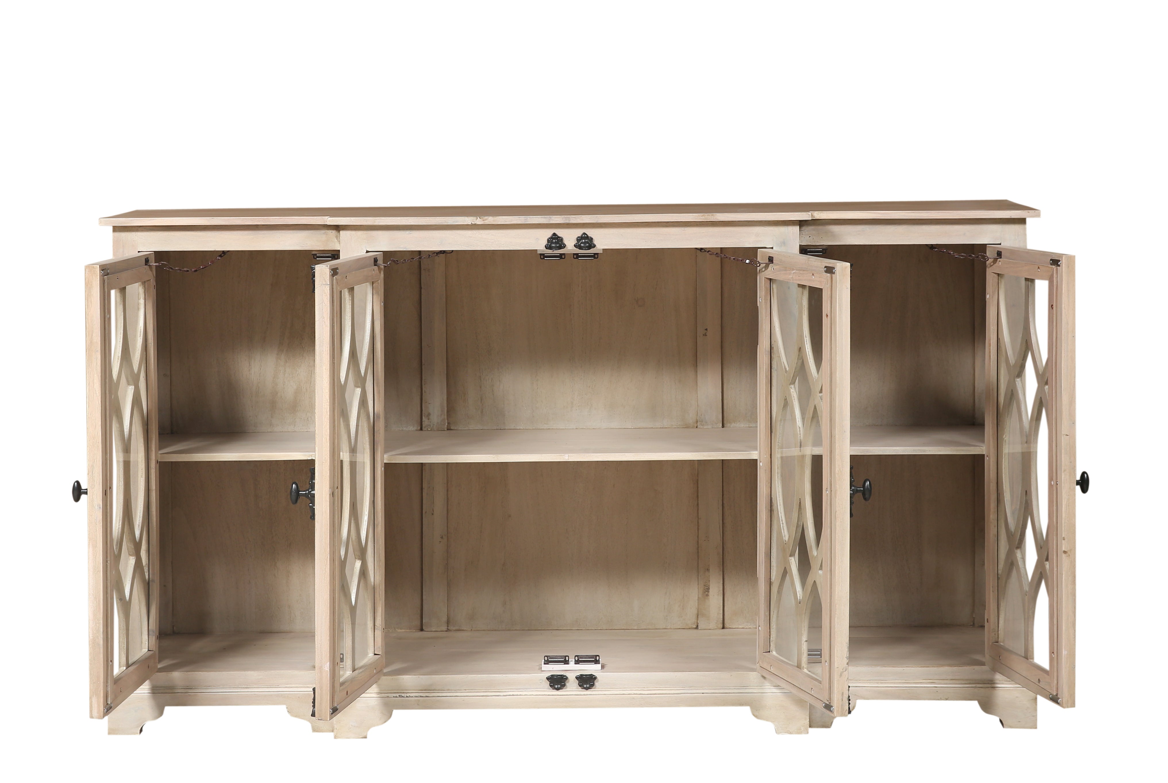 Clarissa 72" Acacia 4 Door Breakfront Sideboard - New White Wash