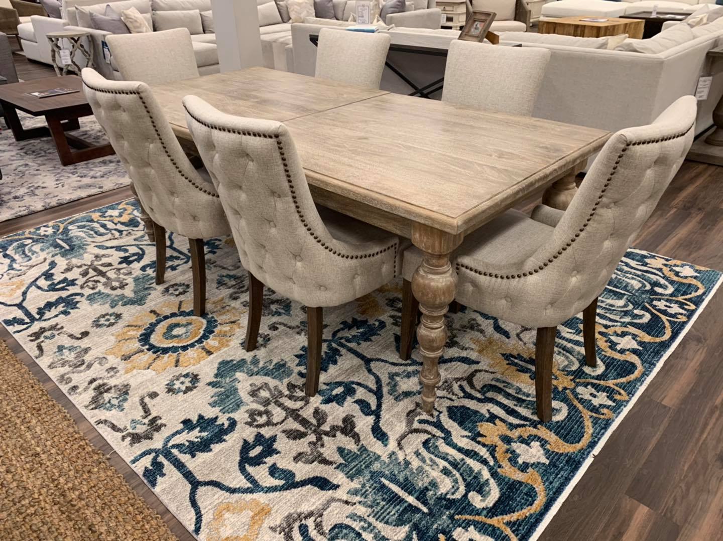 Salem 82" - 102" Extension Dining Table - New White Wash - Classic Carolina Home