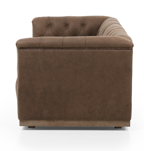 Maxine 95" Top Grain Leather Tufted Sofa - Earth - Classic Carolina Home