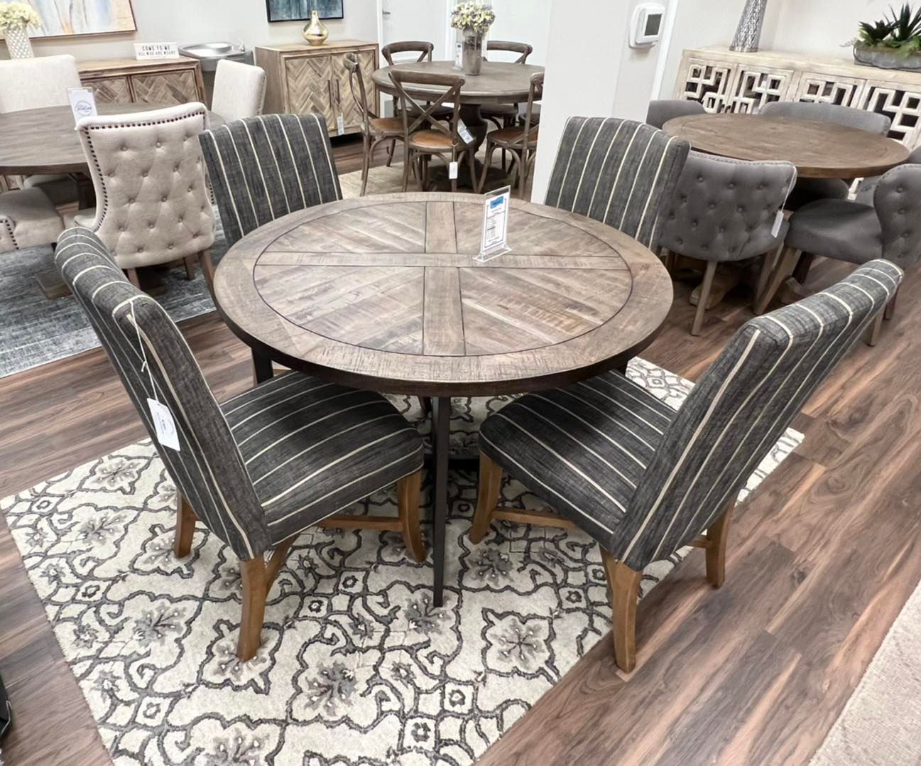 Gerard 48" Parquet Top Dining Table - French Onyx + Iron