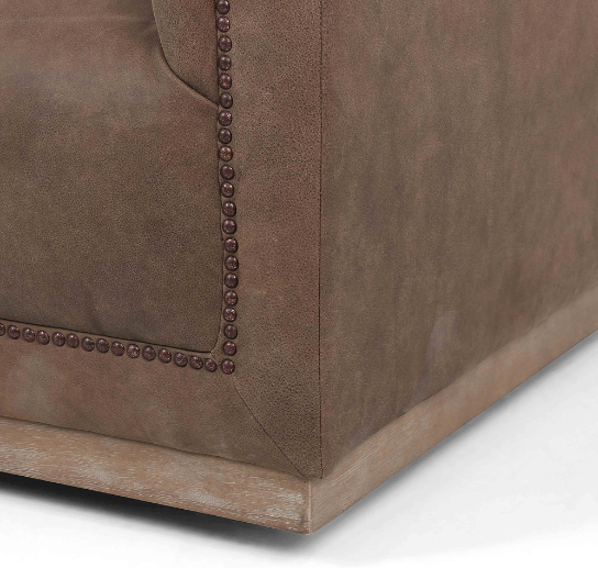 Maxine 95" Top Grain Leather Tufted Sofa - Earth - Classic Carolina Home