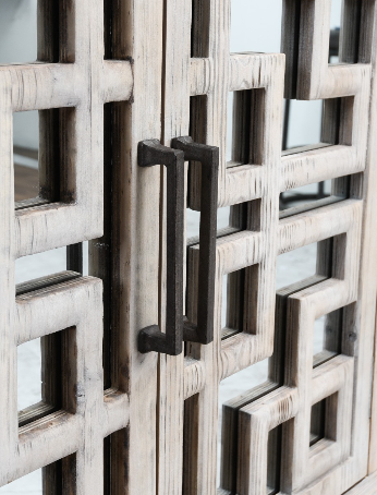 Arlo 98" Reclaimed Pine Mirrored Sideboard - Classic Carolina Home