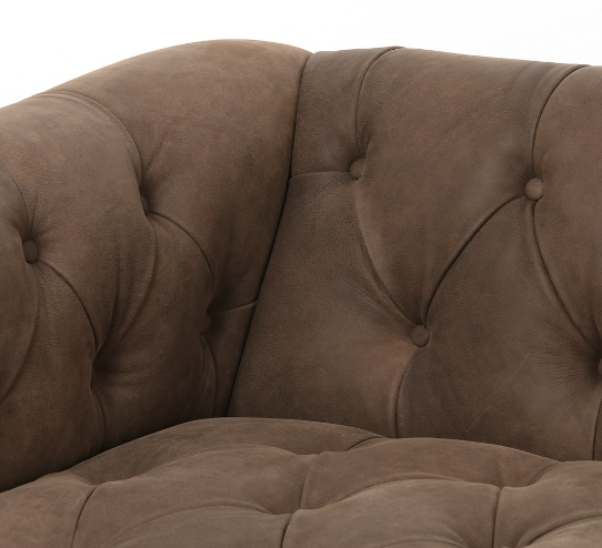 Maxine 95" Top Grain Leather Tufted Sofa - Earth - Classic Carolina Home