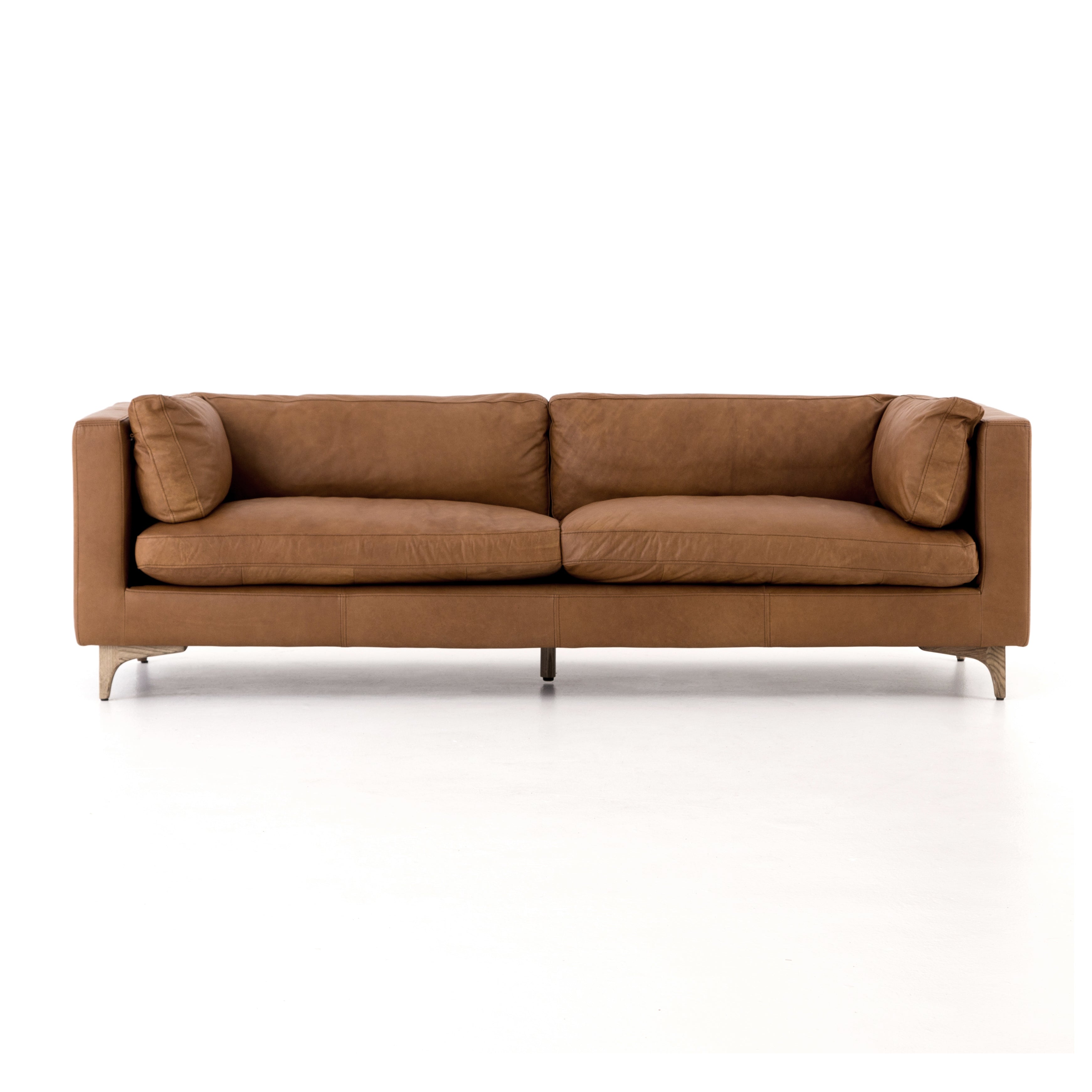 Beckman 94" Top Grain Leather Sofa - Camel - Classic Carolina Home