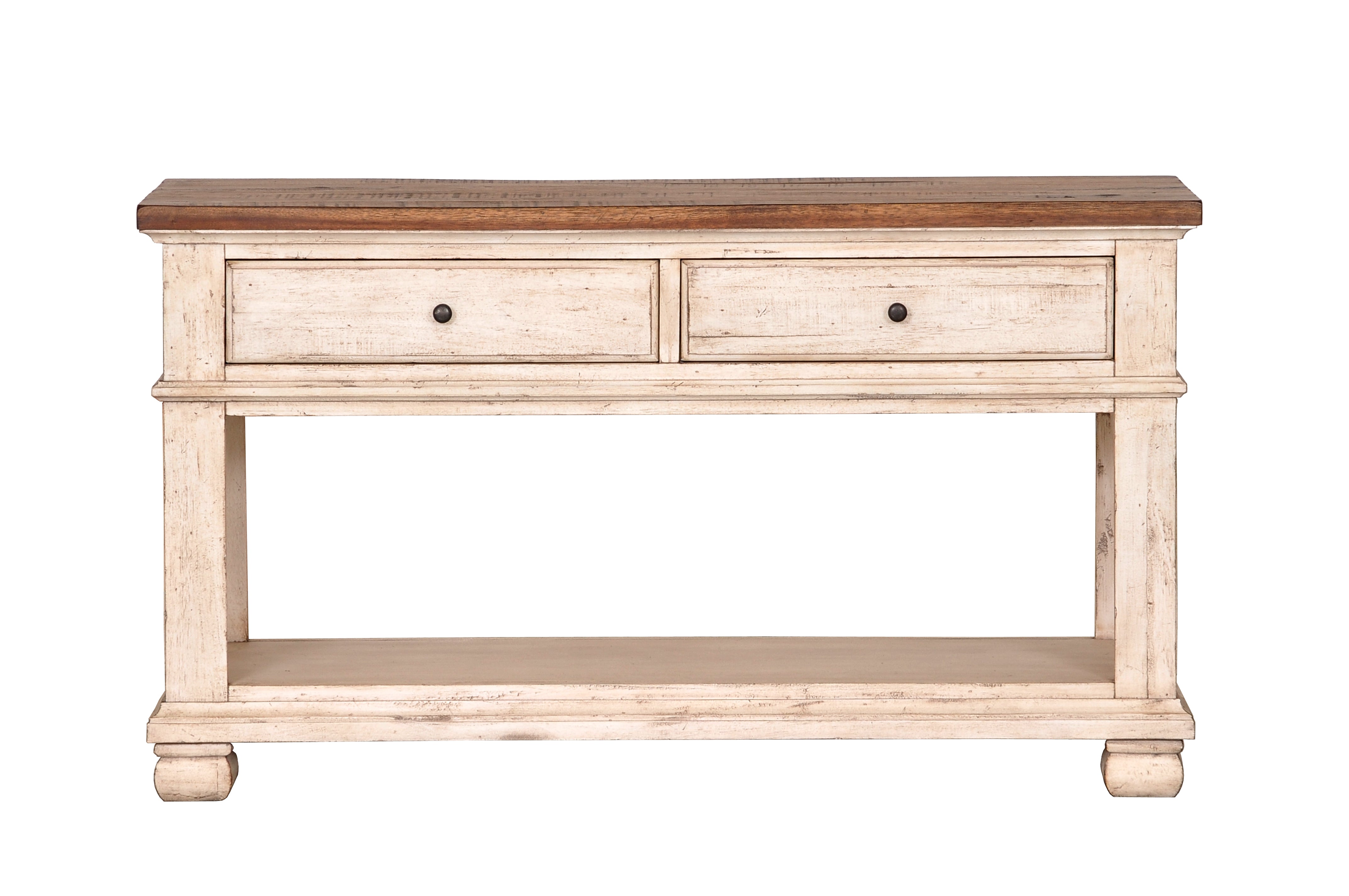 Savannah 52" Mahogany Console Table - Vintage Cream + Driftwood - Classic Carolina Home