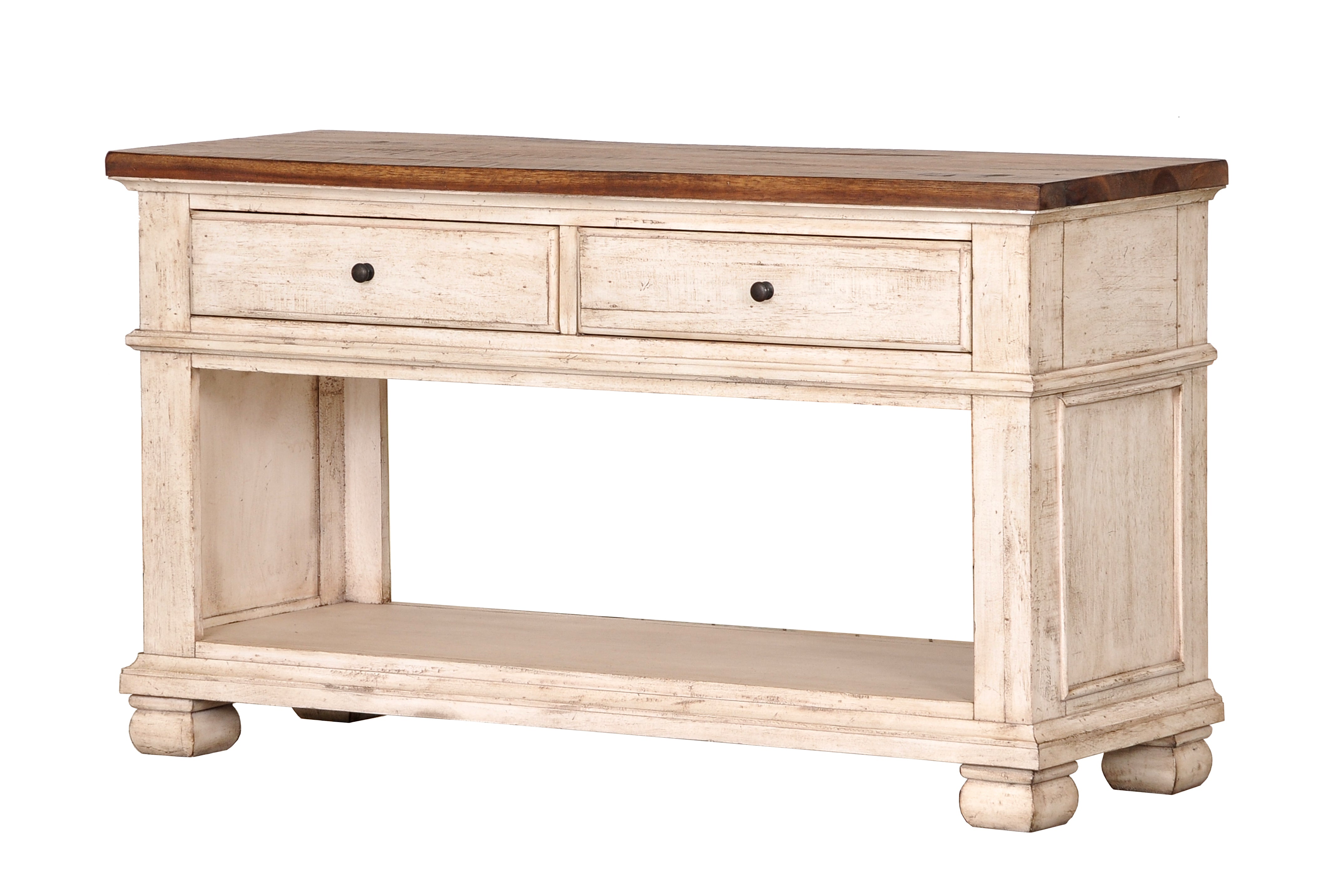 Savannah 52" Mahogany Console Table - Vintage Cream + Driftwood - Classic Carolina Home
