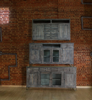 Etowah 60" Parota + Steel Media Cabinet - Weathered Gray - Classic Carolina Home