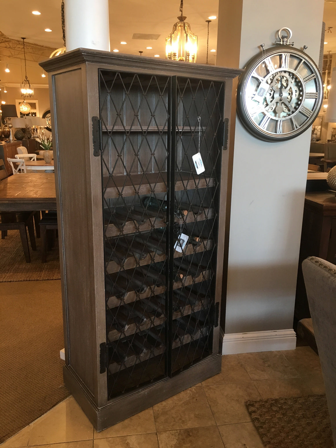 Sonoma 35" Mahogany & Iron Wine Cabinet - Sorrell Brown - Classic Carolina Home