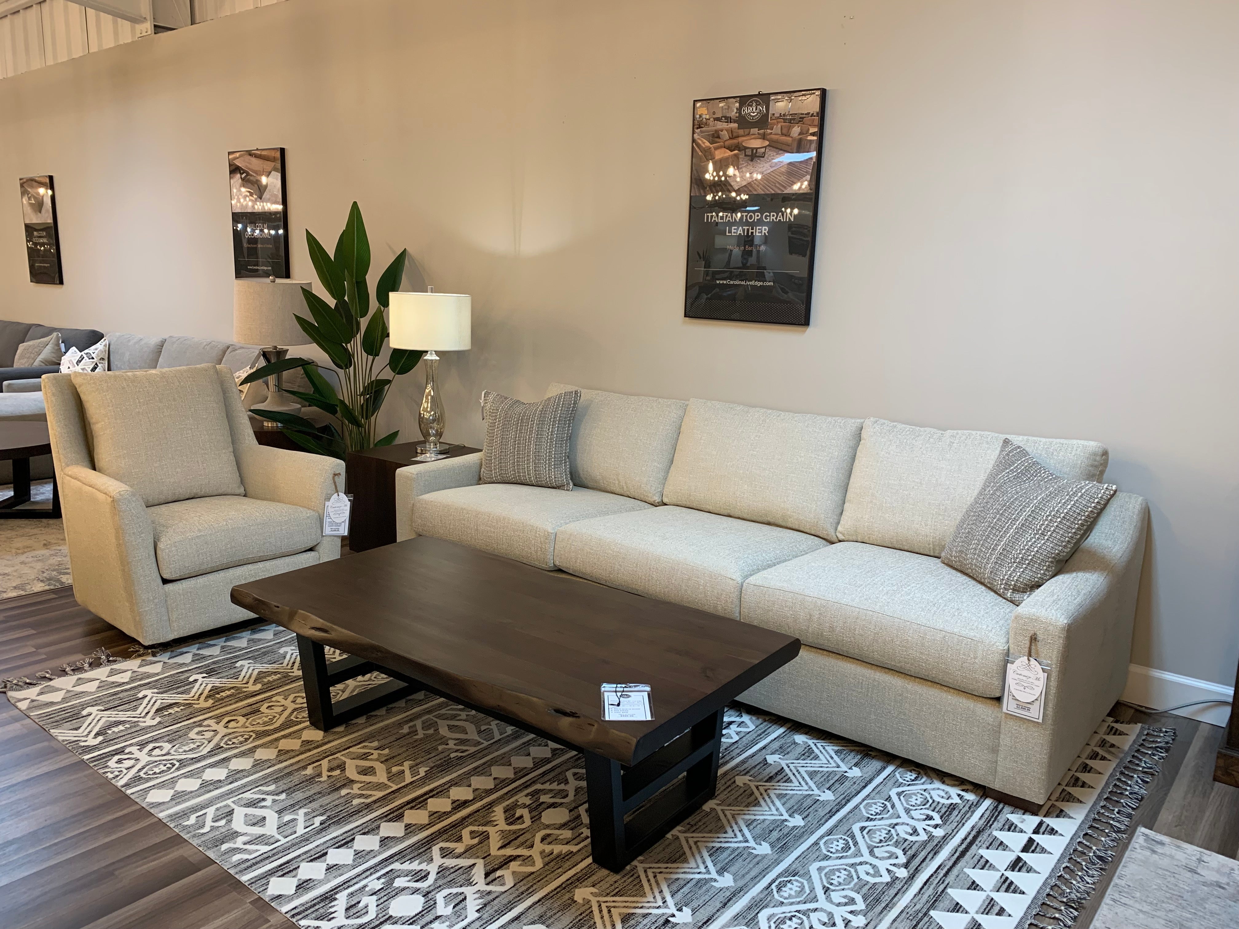 Hannah Express Ship 110" 3 Cushion Sofa - Performance Natural Cream