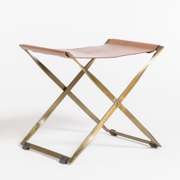 Lamar 22" Crossbar Ottoman - Tanned Umber - Classic Carolina Home