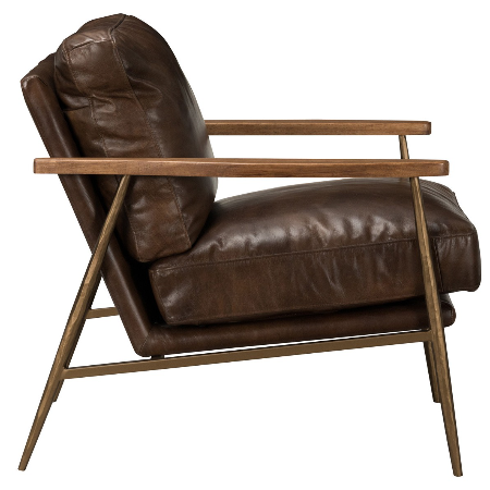 Kristoff Top Grain Leather Club Chair - Antique Brown - Classic Carolina Home