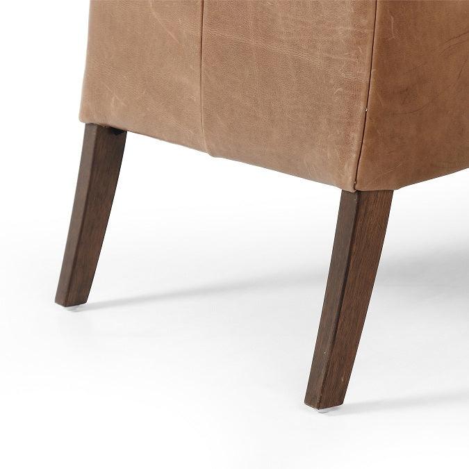 Edney 27" Top Grain Leather Chair - Taupe + Almond - Classic Carolina Home