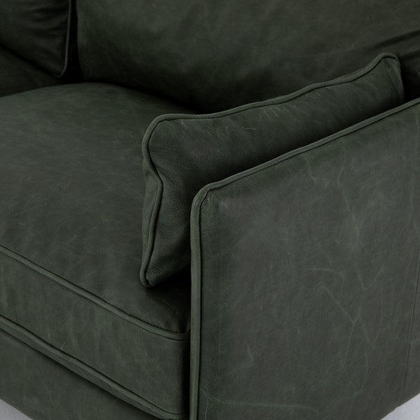 Rhett 76" Top Grain Leather 2 Cushion Sofa - Sage - Classic Carolina Home