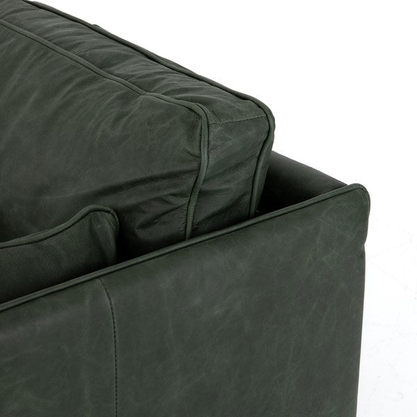 Rhett 76" Top Grain Leather 2 Cushion Sofa - Sage - Classic Carolina Home