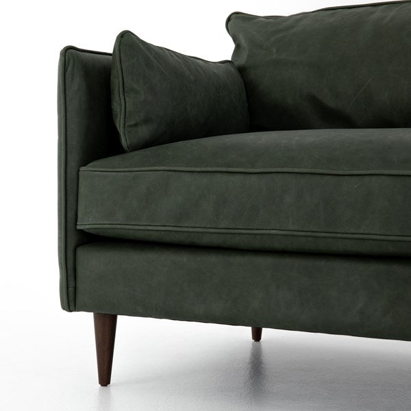 Rhett 76" Top Grain Leather 2 Cushion Sofa - Sage - Classic Carolina Home
