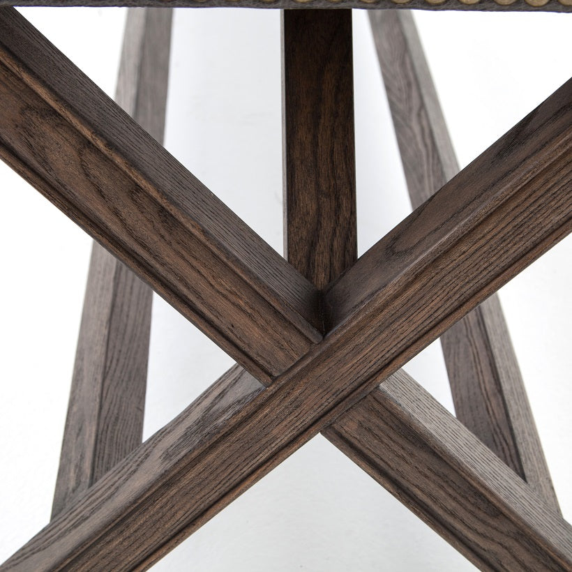 Elise 59" Wood + Leather Bench - Smoke - Classic Carolina Home