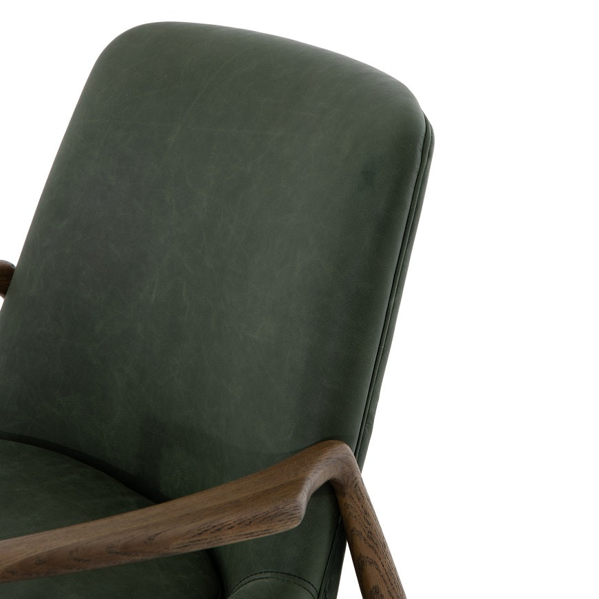 Brandon 26" Top Grain Leather + Oak Chair - Sage - Classic Carolina Home