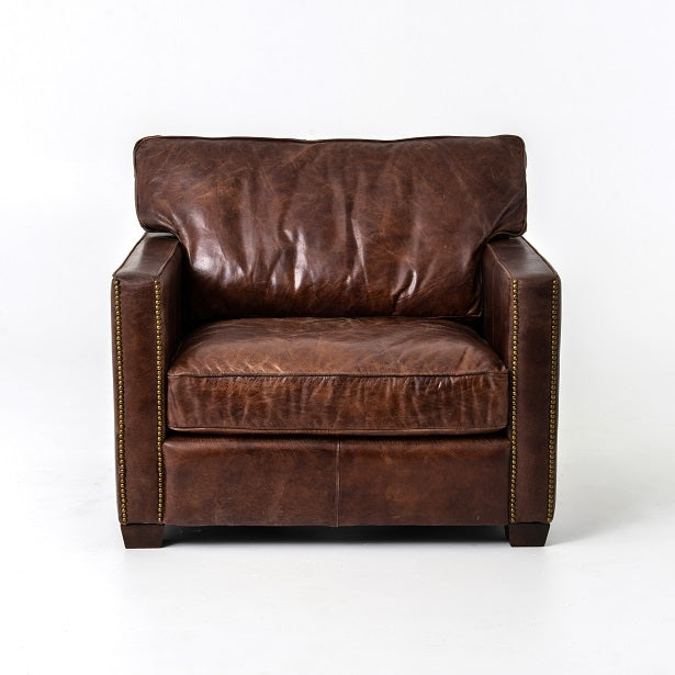 Lawrence 40" Top Grain Leather Club Chair - Classic Carolina Home